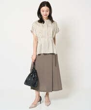 F6HGA11230 MICHEL KLEIN(小さいサイズ)(メゾン ドゥ サンク) [小さいサイズ]ベルト付きAラインスカート ベージュ
