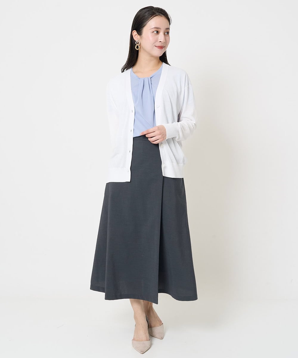 F6HGA11230 MICHEL KLEIN(小さいサイズ)(メゾン ドゥ サンク) [小さいサイズ]ベルト付きAラインスカート ベージュ
