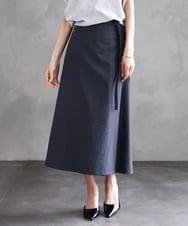 F6HGA11230 MICHEL KLEIN(小さいサイズ)(メゾン ドゥ サンク) [ 小さいサイズ]ベルト付きAラインスカート ダークグレー