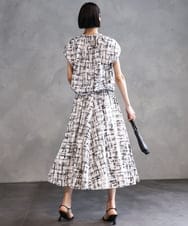 F6HGA17390 MICHEL KLEIN(小さいサイズ)(メゾン ドゥ サンク) [小さいサイズ]かすれチェック柄ギャザースカート(セットアップ対応) ブラック