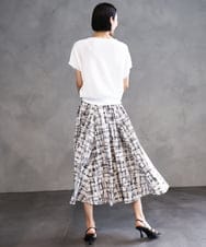 F6HGA17390 MICHEL KLEIN(小さいサイズ)(メゾン ドゥ サンク) [小さいサイズ]かすれチェック柄ギャザースカート(セットアップ対応) ブラック