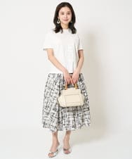 F6HGA17390 MICHEL KLEIN(小さいサイズ)(メゾン ドゥ サンク) [小さいサイズ]かすれチェック柄ギャザースカート(セットアップ対応) ブラック