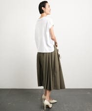 F6HGB07230 MICHEL KLEIN(小さいサイズ)(メゾン ドゥ サンク) [小さいサイズ]スピンドルギャザースカート 無地(ドライタッチ/セットアップ対応) カーキ