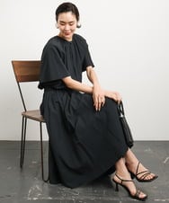F6HGB07230 MICHEL KLEIN(小さいサイズ)(メゾン ドゥ サンク) [小さいサイズ]スピンドルギャザースカート 無地(ドライタッチ/セットアップ対応) カーキ