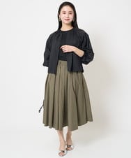 F6HGB07230 MICHEL KLEIN(小さいサイズ)(メゾン ドゥ サンク) [小さいサイズ]スピンドルギャザースカート 無地(ドライタッチ/セットアップ対応) カーキ