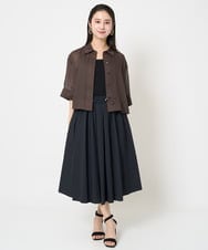 F6HGB07230 MICHEL KLEIN(小さいサイズ)(メゾン ドゥ サンク) [小さいサイズ]スピンドルギャザースカート 無地(ドライタッチ/セットアップ対応) カーキ