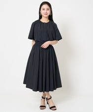 F6HGB07230 MICHEL KLEIN(小さいサイズ)(メゾン ドゥ サンク) [小さいサイズ]スピンドルギャザースカート 無地(ドライタッチ/セットアップ対応) カーキ