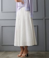 F6HGD05240 MICHEL KLEIN(小さいサイズ)(メゾン ドゥ サンク) [小さいサイズ][セットアップ対応/リラックスボトム]ワッフルギャザースカート ネイビー