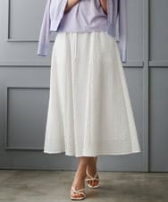 F6HGD05240 MICHEL KLEIN(小さいサイズ)(メゾン ドゥ サンク) [小さいサイズ][セットアップ対応/リラックスボトム]ワッフルギャザースカート ホワイト