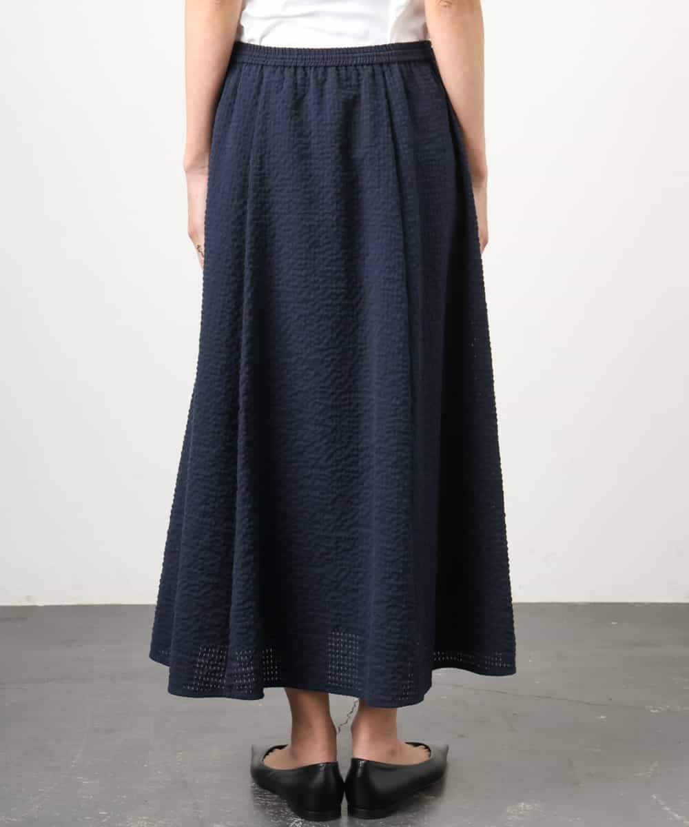 F6HGD05240 MICHEL KLEIN(小さいサイズ)(メゾン ドゥ サンク) [小さいサイズ][セットアップ対応/リラックスボトム]ワッフルギャザースカート ネイビー