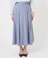 F6HGD08290 MICHEL KLEIN(小さいサイズ)(メゾン ドゥ サンク) [小さいサイズ]デニムライクシャンブレー Aラインスカート ネイビー