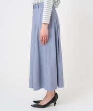 F6HGD08290 MICHEL KLEIN(小さいサイズ)(メゾン ドゥ サンク) [小さいサイズ]デニムライクシャンブレー Aラインスカート ネイビー