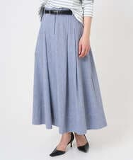 F6HGD08290 MICHEL KLEIN(小さいサイズ)(メゾン ドゥ サンク) [小さいサイズ]デニムライクシャンブレー Aラインスカート ネイビー