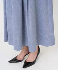 F6HGD08290 MICHEL KLEIN(小さいサイズ)(メゾン ドゥ サンク) [小さいサイズ]デニムライクシャンブレー Aラインスカート ネイビー