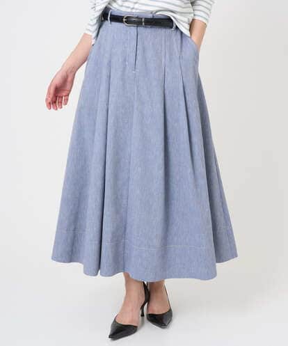 F6HGD08290 MICHEL KLEIN(小さいサイズ) [小さいサイズ]デニムライクシャンブレー Aラインスカート