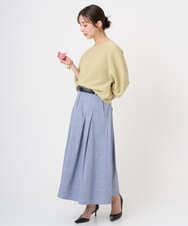 F6HGD08290 MICHEL KLEIN(小さいサイズ)(メゾン ドゥ サンク) [小さいサイズ]デニムライクシャンブレー Aラインスカート ネイビー