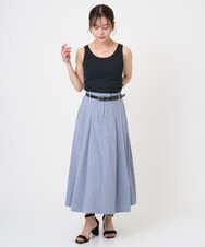 F6HGD08290 MICHEL KLEIN(小さいサイズ)(メゾン ドゥ サンク) [小さいサイズ]デニムライクシャンブレー Aラインスカート ネイビー