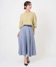 F6HGD08290 MICHEL KLEIN(小さいサイズ)(メゾン ドゥ サンク) [小さいサイズ]デニムライクシャンブレー Aラインスカート ネイビー