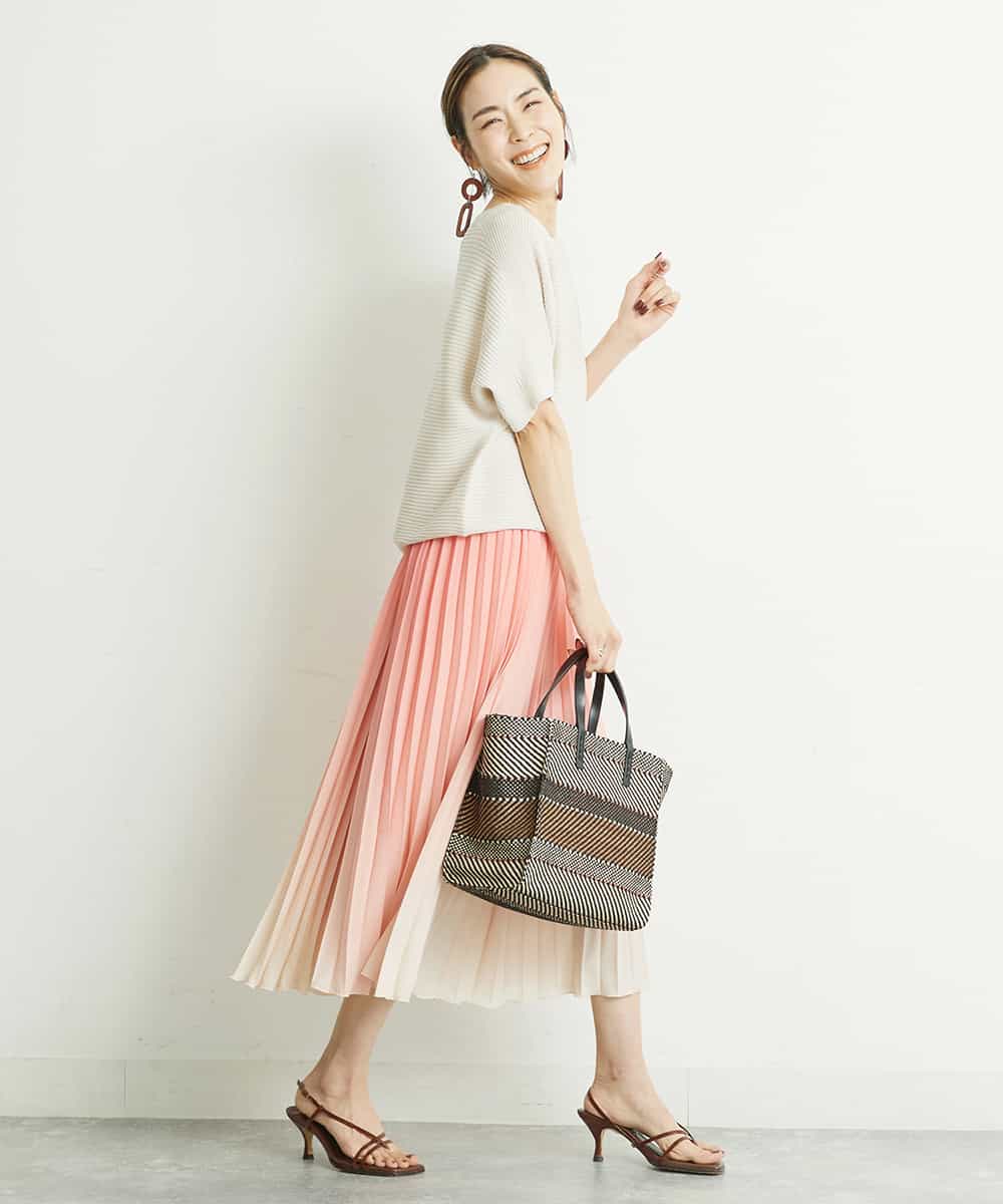 F6HGP07250 MICHEL KLEIN(小さいサイズ)(メゾン ドゥ サンク) [小さいサイズ]グラデーションプリーツスカート ライトブルー(50)