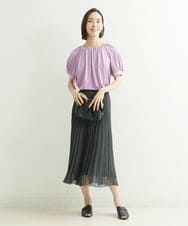 F6HGP37190 MICHEL KLEIN(小さいサイズ)(メゾン ドゥ サンク) [小さいサイズ/新色追加]シルキーシフォンプリーツスカート ピンク(01)