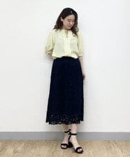 F6HGP62230 MICHEL KLEIN(小さいサイズ)(メゾン ドゥ サンク) [小さいサイズ]ラッセルコードレースミディスカート アイボリー