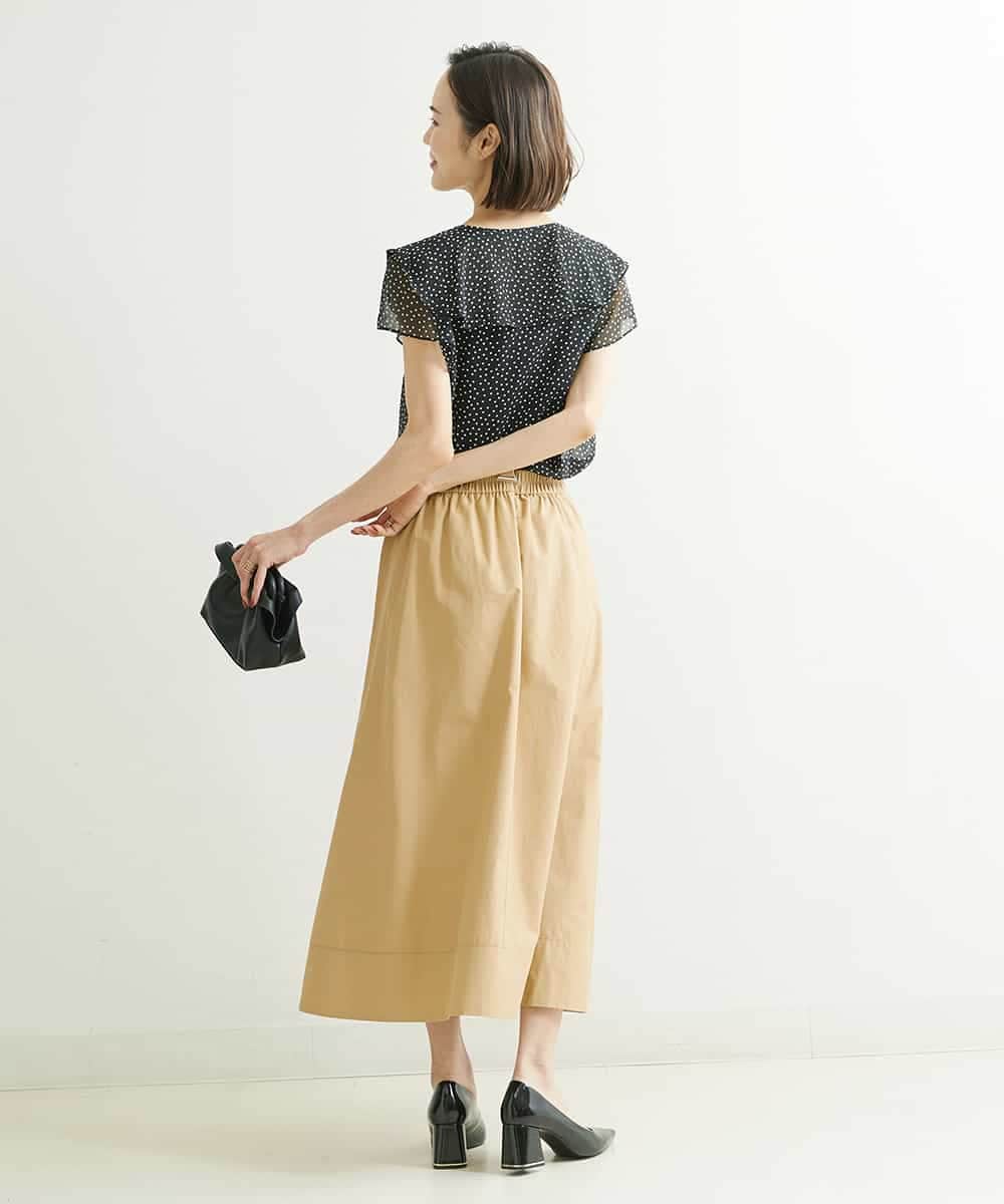 F6HGP64230 MICHEL KLEIN(小さいサイズ)(メゾン ドゥ サンク) [小さいサイズ]タックデザインスカート ベージュ(81)