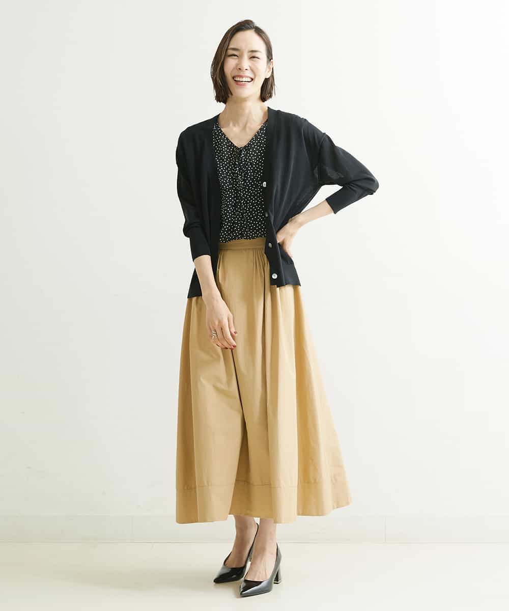 F6HGP64230 MICHEL KLEIN(小さいサイズ)(メゾン ドゥ サンク) [小さいサイズ]タックデザインスカート ベージュ(81)