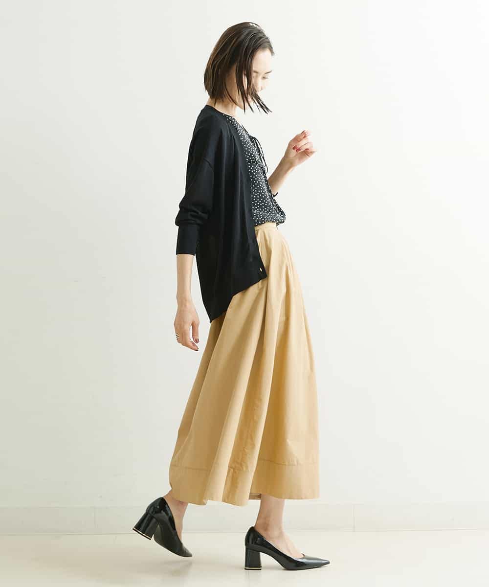 F6HGP64230 MICHEL KLEIN(小さいサイズ)(メゾン ドゥ サンク) [小さいサイズ]タックデザインスカート ベージュ(81)