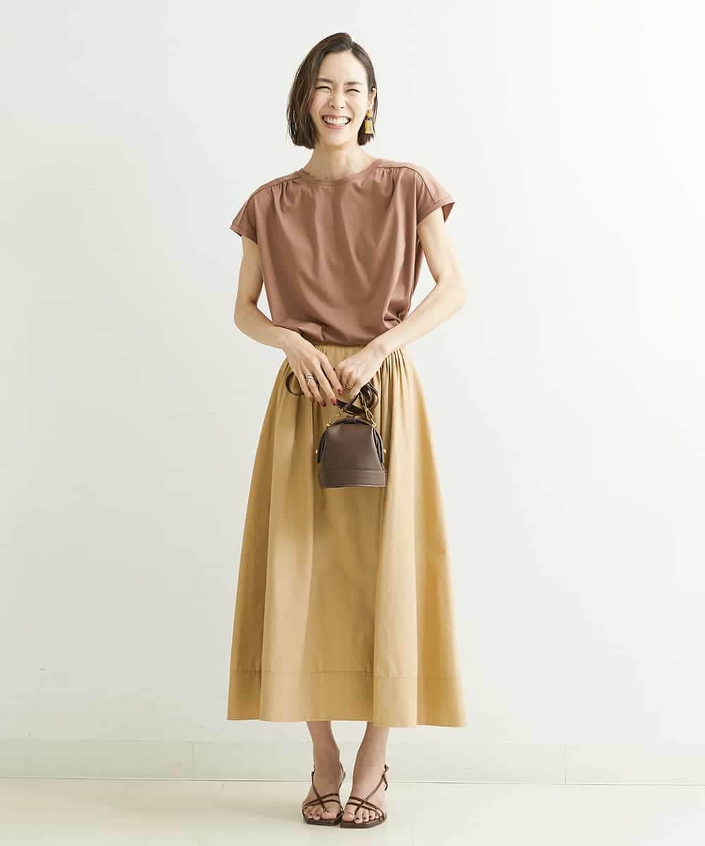 F6HGP64230 MICHEL KLEIN(小さいサイズ)(メゾン ドゥ サンク) [小さいサイズ]タックデザインスカート ベージュ(81)