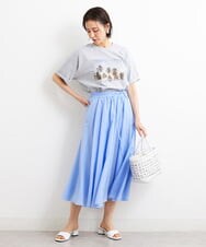 F6HGS38180 MICHEL KLEIN(小さいサイズ)(メゾン ドゥ サンク) [小さいサイズ]スパンボイルフレアスカート/ウエストゴム ライトイエロー(20)