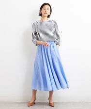 F6HGS38180 MICHEL KLEIN(小さいサイズ)(メゾン ドゥ サンク) [小さいサイズ]スパンボイルフレアスカート/ウエストゴム ライトイエロー(20)