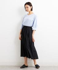 F6HGS38180 MICHEL KLEIN(小さいサイズ)(メゾン ドゥ サンク) [小さいサイズ]スパンボイルフレアスカート/ウエストゴム ライトイエロー(20)