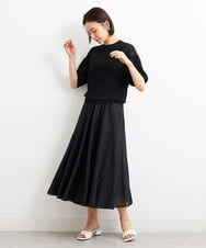 F6HGS38180 MICHEL KLEIN(小さいサイズ)(メゾン ドゥ サンク) [小さいサイズ]スパンボイルフレアスカート/ウエストゴム ライトイエロー(20)