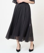 F6HGV47230 MICHEL KLEIN(小さいサイズ)(メゾン ドゥ サンク) [小さいサイズ]ナイロンシアーフレアスカート(セットアップ対応) ブラウン(87)