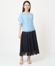F6HGV47230 MICHEL KLEIN(小さいサイズ)(メゾン ドゥ サンク) [小さいサイズ]ナイロンシアーフレアスカート(セットアップ対応) ブラウン(87)