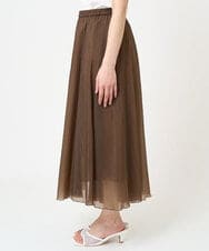 F6HGV47230 MICHEL KLEIN(小さいサイズ)(メゾン ドゥ サンク) [小さいサイズ]ナイロンシアーフレアスカート(セットアップ対応) ブラウン(87)