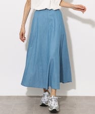 F6HHA07220 MICHEL KLEIN(小さいサイズ)(メゾン ドゥ サンク) [小さいサイズ]ライトオンスデニムスカート(セットアップ対応) ライトブルー