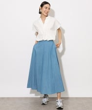 F6HHA07220 MICHEL KLEIN(小さいサイズ)(メゾン ドゥ サンク) [小さいサイズ]ライトオンスデニムスカート(セットアップ対応) ライトブルー