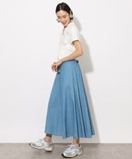 F6HHA07220 MICHEL KLEIN(小さいサイズ)(メゾン ドゥ サンク) [小さいサイズ]ライトオンスデニムスカート(セットアップ対応) ライトブルー