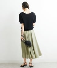 F6HHS49210 MICHEL KLEIN(小さいサイズ)(メゾン ドゥ サンク) [小さいサイズ]ナイロンソフトローンフレアスカート カーキ(36)