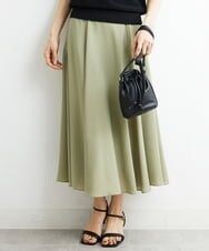 F6HHS49210 MICHEL KLEIN(小さいサイズ)(メゾン ドゥ サンク) [小さいサイズ]ナイロンソフトローンフレアスカート カーキ(36)