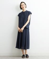 F6HHS49210 MICHEL KLEIN(小さいサイズ)(メゾン ドゥ サンク) [小さいサイズ]ナイロンソフトローンフレアスカート カーキ(36)