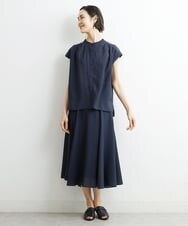 F6HHS49210 MICHEL KLEIN(小さいサイズ)(メゾン ドゥ サンク) [小さいサイズ]ナイロンソフトローンフレアスカート カーキ(36)