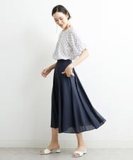 F6HHS49210 MICHEL KLEIN(小さいサイズ)(メゾン ドゥ サンク) [小さいサイズ]ナイロンソフトローンフレアスカート カーキ(36)