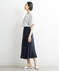 F6HHS49210 MICHEL KLEIN(小さいサイズ)(メゾン ドゥ サンク) [小さいサイズ]ナイロンソフトローンフレアスカート カーキ(36)