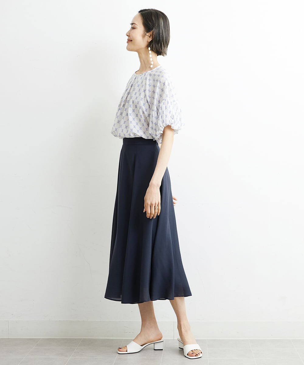 F6HHS49210 MICHEL KLEIN(小さいサイズ)(メゾン ドゥ サンク) [小さいサイズ]ナイロンソフトローンフレアスカート カーキ(36)