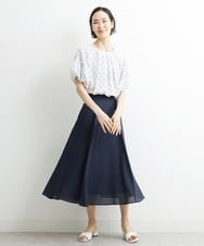 F6HHS49210 MICHEL KLEIN(小さいサイズ)(メゾン ドゥ サンク) [小さいサイズ]ナイロンソフトローンフレアスカート カーキ(36)