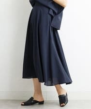 F6HHS49210 MICHEL KLEIN(小さいサイズ)(メゾン ドゥ サンク) [小さいサイズ]ナイロンソフトローンフレアスカート カーキ(36)