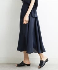 F6HHS49210 MICHEL KLEIN(小さいサイズ)(メゾン ドゥ サンク) [小さいサイズ]ナイロンソフトローンフレアスカート カーキ(36)