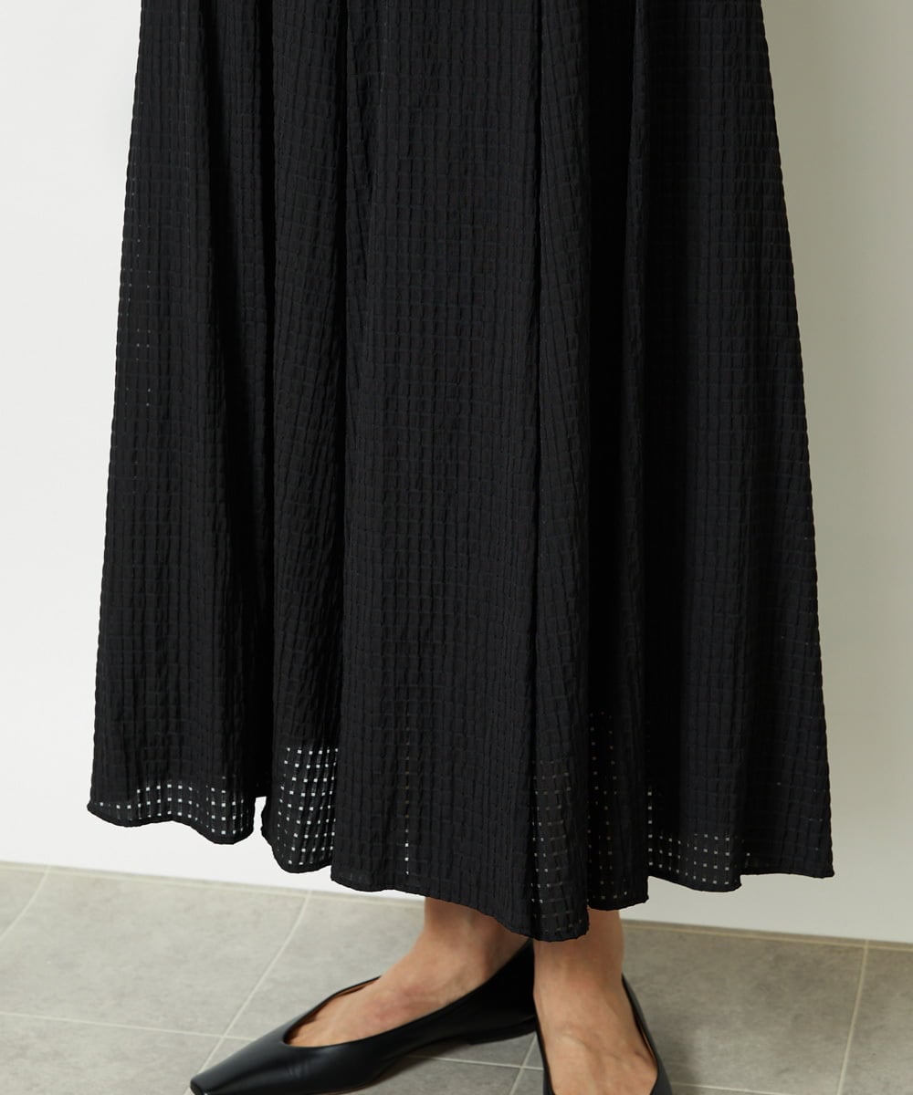 F6HJA05250 MICHEL KLEIN(小さいサイズ)(メゾン ドゥ サンク) ［小さいサイズ］トリオシアーチェックフレアスカート(セットアップ対応) ブラック